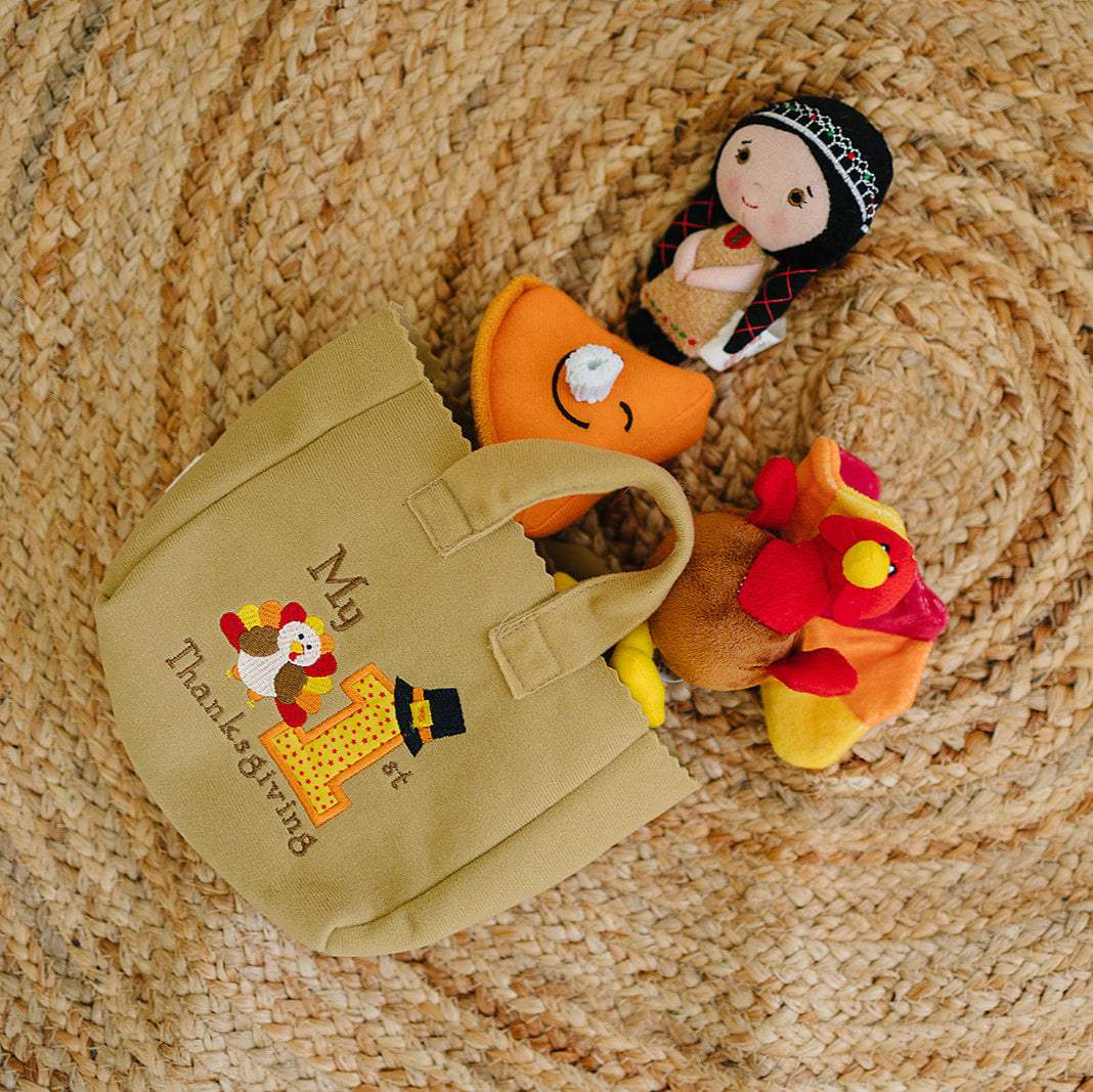 Baby Thanksgiving Turkey Fill And Spill Bag | 4 Sensory Toys | Keepsake Gift