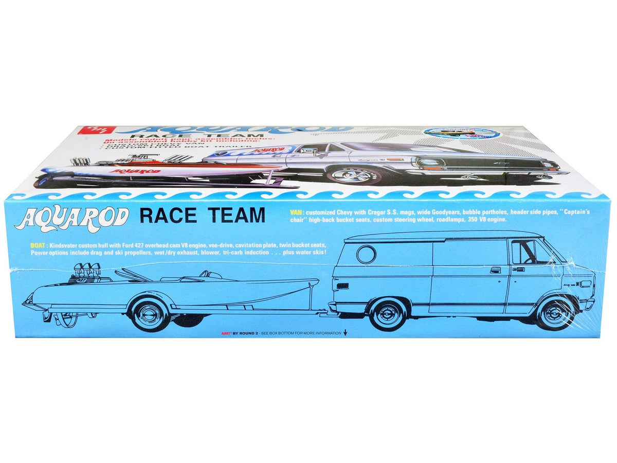 Chevrolet Custom Van with Drag/Ski Boat and Trailer | 1/25 Plastic Model Kit | AMT | Aqua Rod Race Team Series