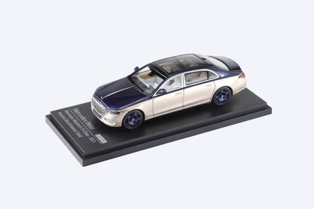 AR BOX 2021 Mercedes-Benz Maybach W223 Blue-Gold 2-Tone Licensed Product 1:64 - ToylandEU