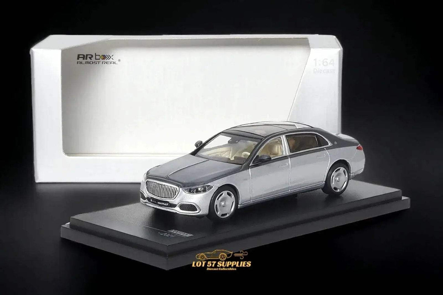 AR BOX 2021 Mercedes-Benz Maybach W223 Grey/ Hightech Silver 2-Tone Licensed Product 1:64 - ToylandEU