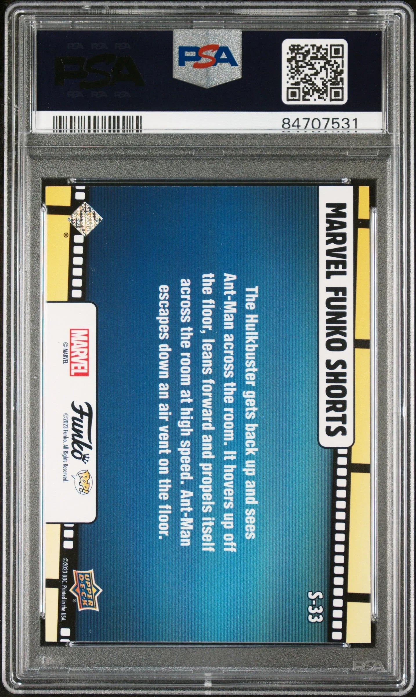 2023 UPPER DECK FUNKO POP MARVEL SHORTS ANTMAN/HULKBUSTER SHORTSCONFETTI BOMB #S33 PSA 9 - ToylandEU