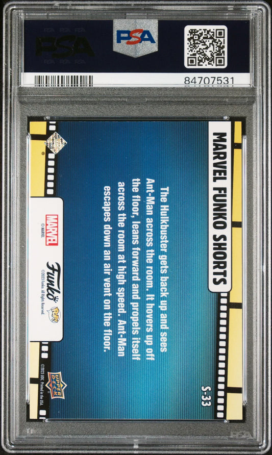2023 UPPER DECK FUNKO POP MARVEL SHORTS ANTMAN/HULKBUSTER SHORTSCONFETTI BOMB #S33 PSA 9 - ToylandEU