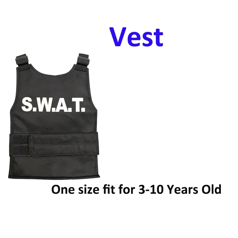 Kids Unisex Policeman Fancy Dress Costume Halloween Blue and Black FBI Uniform SWAT Police Officer Costume For Boys Girls - ToylandEU