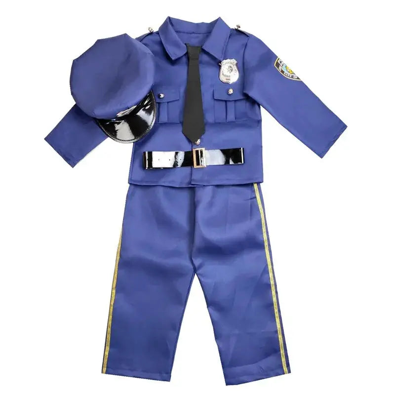 Kids Unisex Policeman Fancy Dress Costume Halloween Blue and Black FBI Uniform SWAT Police Officer Costume For Boys Girls - ToylandEU