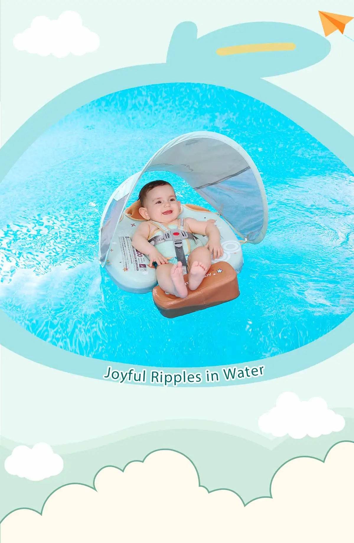 Mambobaby Baby Foldable Float Inflatable Free With Sun Canopy - ToylandEU