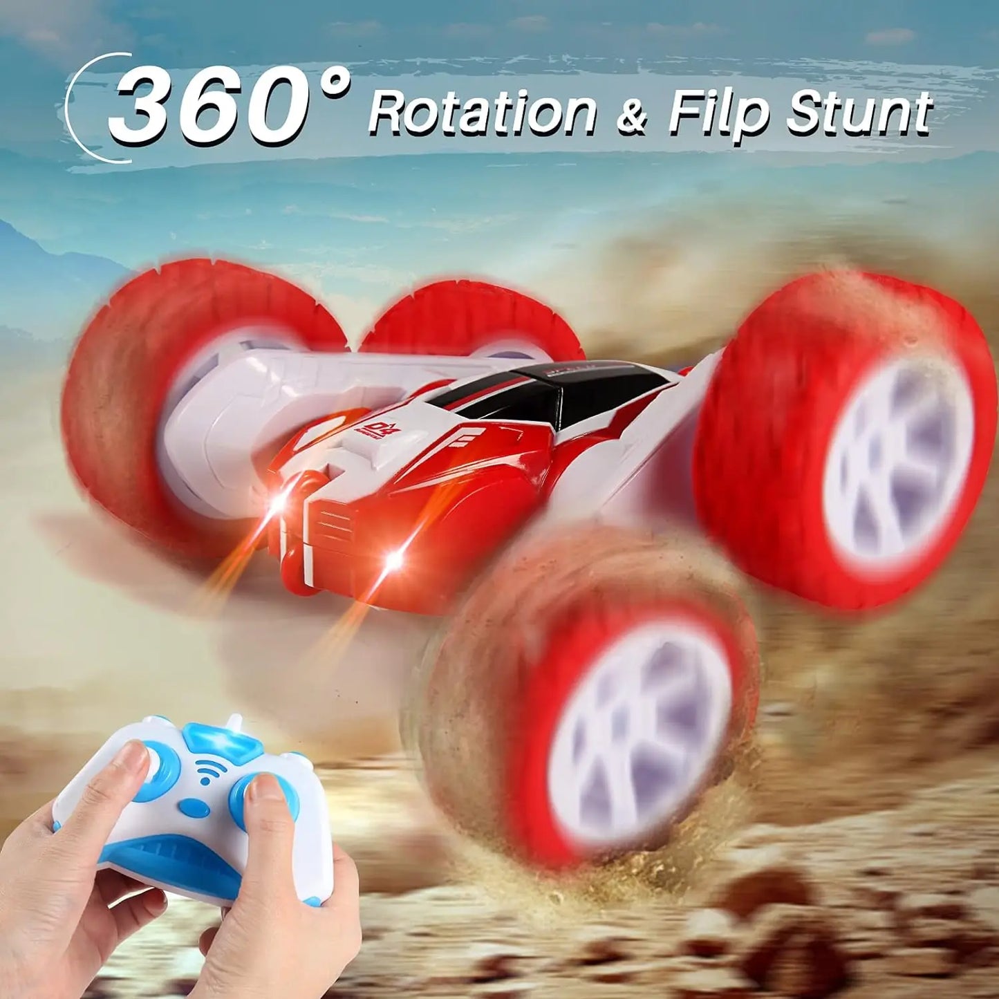 Colorful Stunt Master RC Car - 4WD 360° Tumbling & Lights Fun!