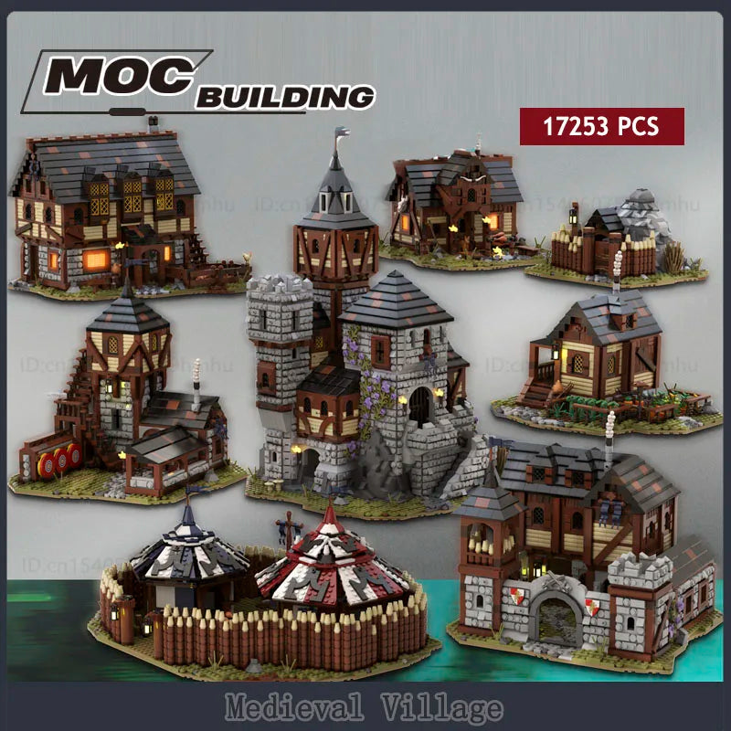 MOC Ultimate Medieval Village Building Blocks Model - Full Set with Castle - ToylandEU