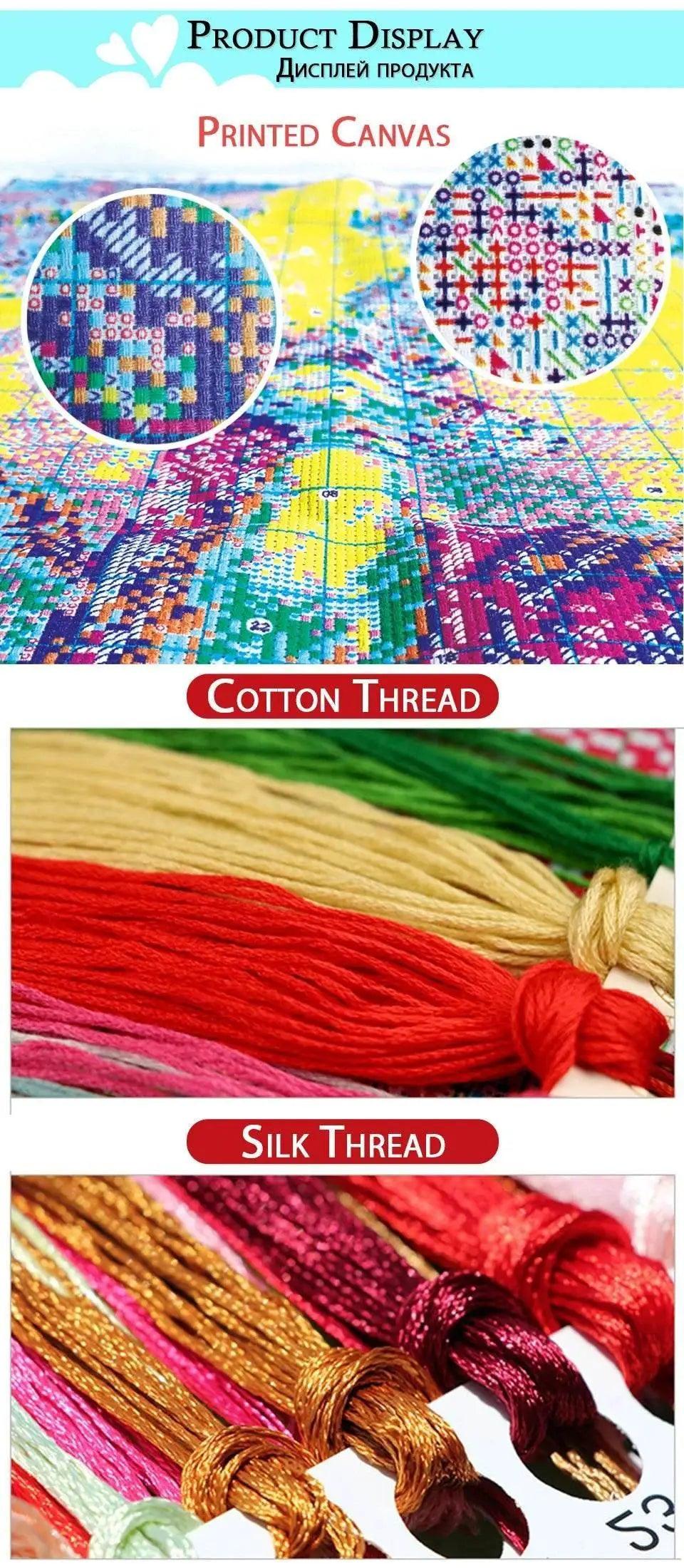  Abstract Mountain Cross Stitch Kit - DIY Needlework Landscape on 11CT Canvas -  ToylandEU™