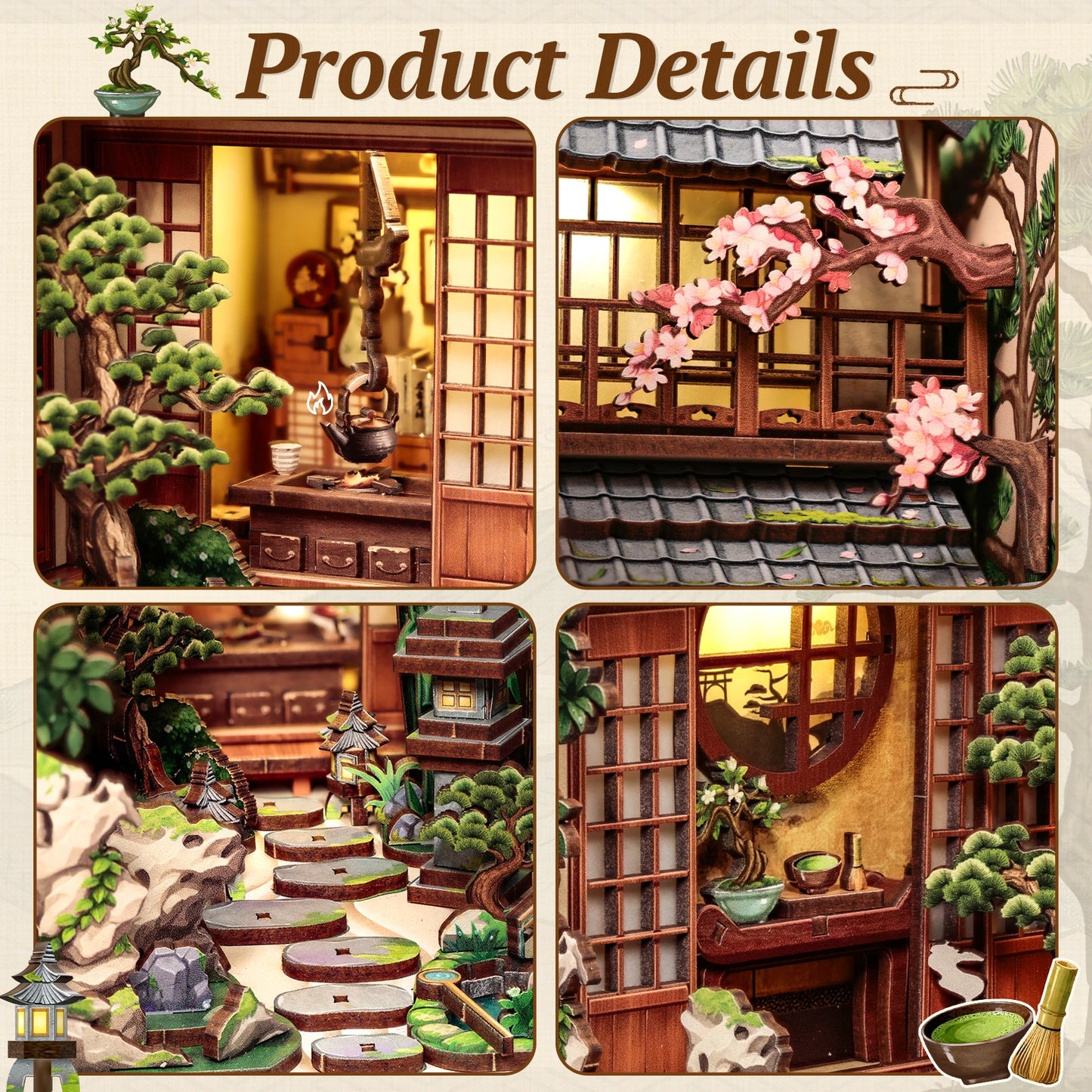 Book Nook Kit | Wooden Doll House | LED Light | One Size
