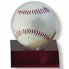 Acrylic Baseball Holder With Dark Wood Base Display - ToylandEU