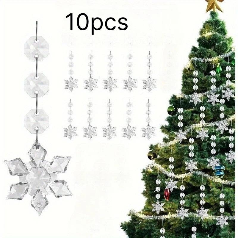 Acrylic Christmas Ornaments | Clear Snowflake Set of 10 | Toylandeu™