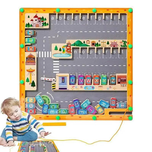  Montessori Magnetic Alphabet Maze Wooden Activity Board For Early Literacy Practice Ages Three And Up -  ToylandEU™