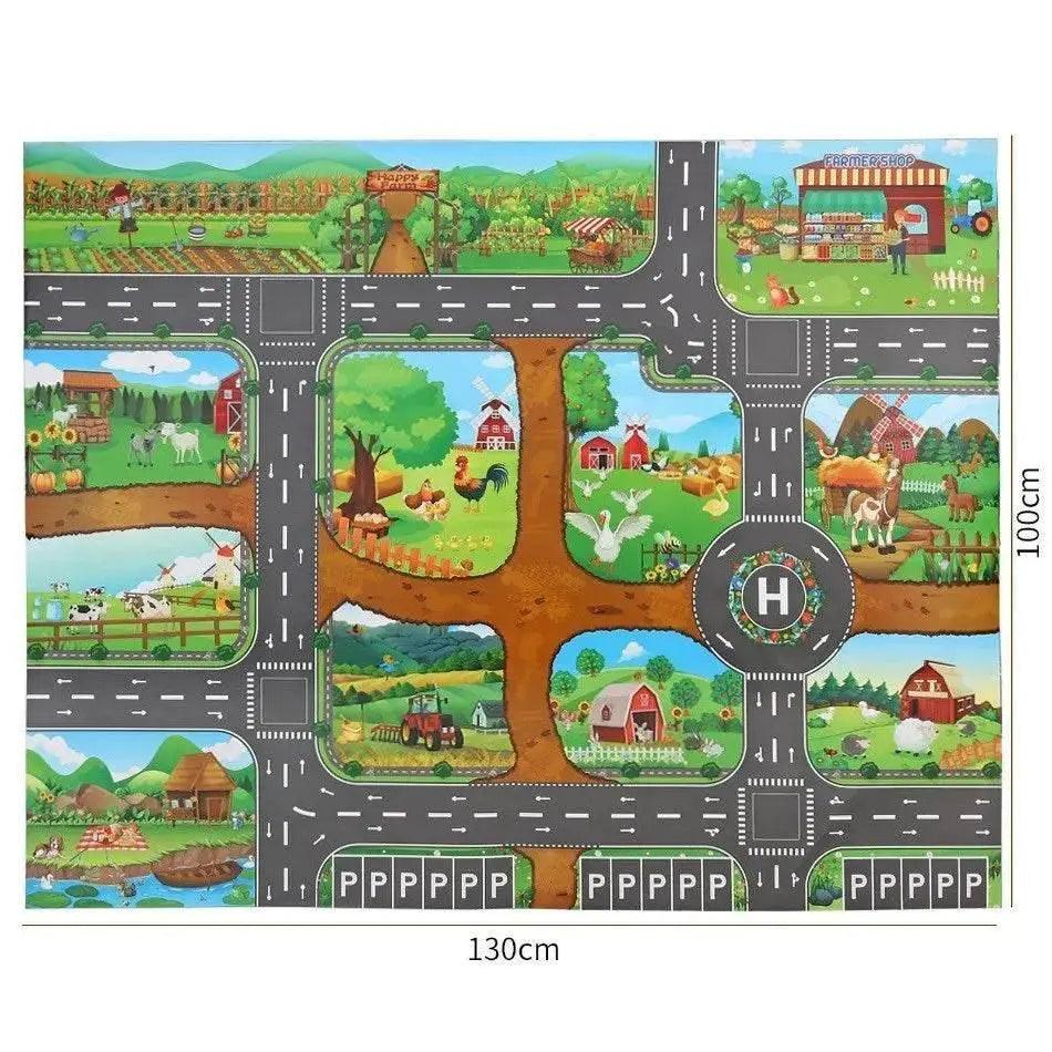  Children Playmat Activity Surface Waterproof Map Kids Animal Road Toy Baby Dinosaur Road Portable Carpet Farm Road Non-Toxic Mat -  ToylandEU™