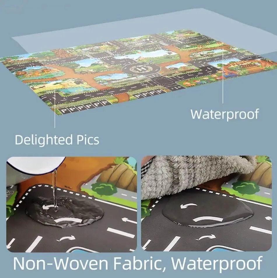  Children Playmat Activity Surface Waterproof Map Kids Animal Road Toy Baby Dinosaur Road Portable Carpet Farm Road Non-Toxic Mat -  ToylandEU™