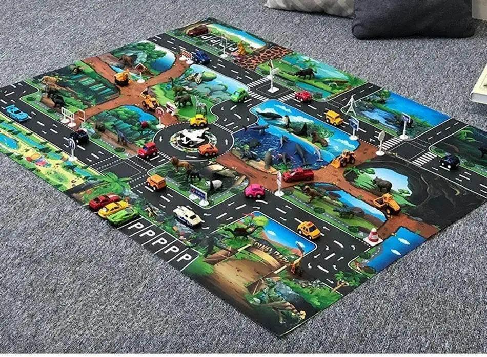 Children Playmat Activity Surface Waterproof Map Kids Animal Road Toy Baby Dinosaur Road Portable Carpet Farm Road Non-Toxic Mat -  ToylandEU™