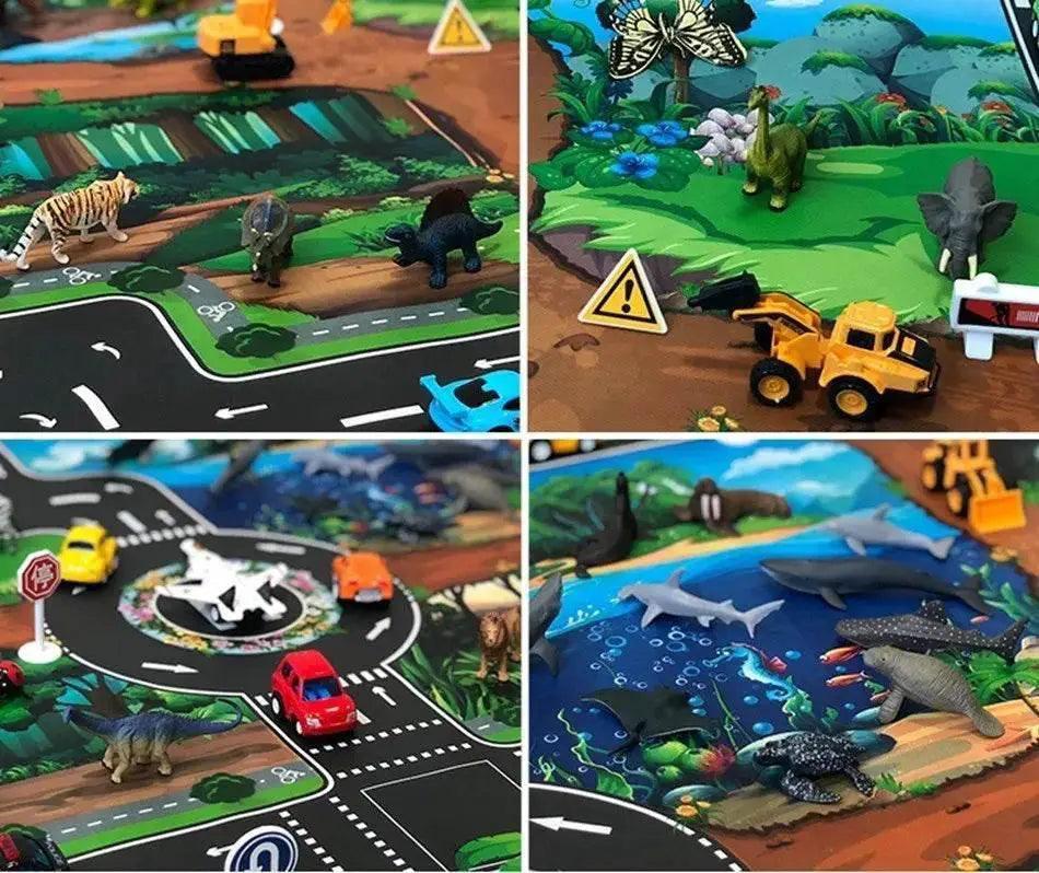  Children Playmat Activity Surface Waterproof Map Kids Animal Road Toy Baby Dinosaur Road Portable Carpet Farm Road Non-Toxic Mat -  ToylandEU™