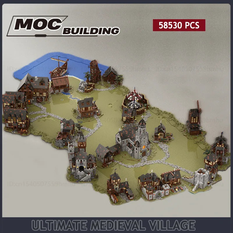 MOC Ultimate Medieval Village Building Blocks Model - Full Set with Castle - ToylandEU