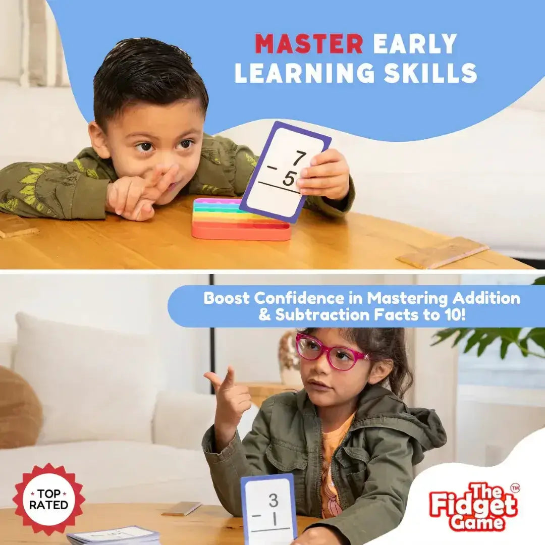 Addition And Subtraction Math Cards For PreK Brightly Illustrated - The Fidget Games