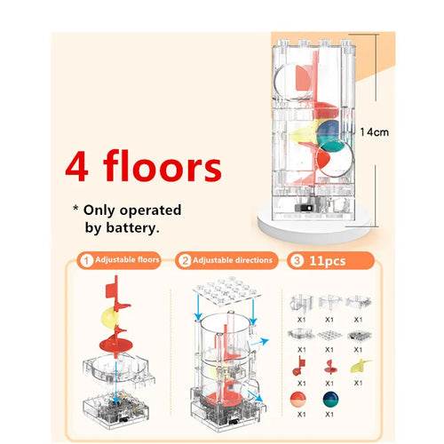 Adjustable Electric Marble Run with Spiral Elevator for Kids Fun - ToylandEU