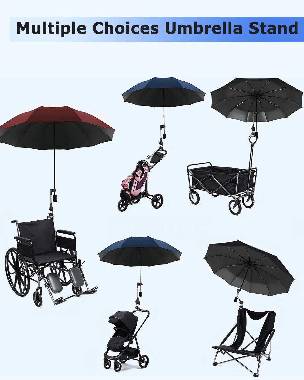 Eary Adjustable Umbrella Mount Stand Baby Stroller Accessory Umbrella Holder Foldable Umbrella UV Sun Protection Rainproof - ToylandEU