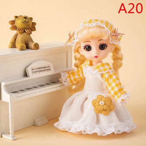 Adorable 16cm Articulated BJD Doll with Enchanting 3D Eyes - 1/12 Scale - ToylandEU