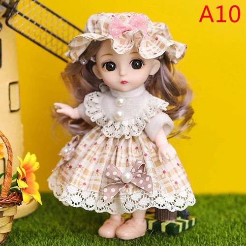 Adorable 16cm Articulated BJD Doll with Enchanting 3D Eyes - 1/12 Scale - ToylandEU