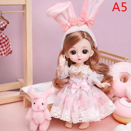 Adorable 16cm Articulated BJD Doll with Enchanting 3D Eyes - 1/12 Scale - ToylandEU