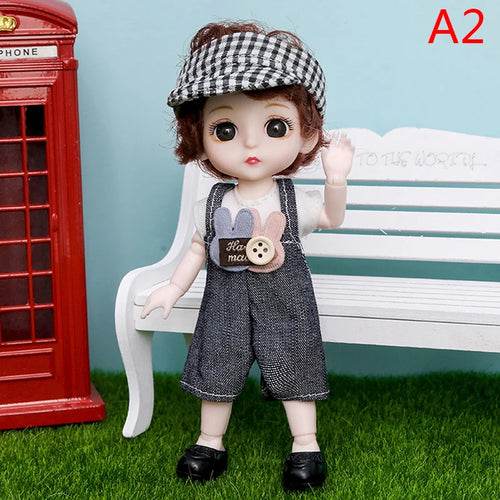 Adorable 16cm Articulated BJD Doll with Enchanting 3D Eyes - 1/12 Scale - ToylandEU