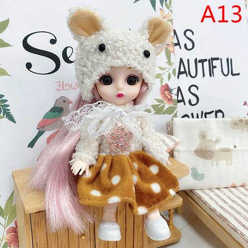 Adorable 16cm Articulated BJD Doll with Enchanting 3D Eyes - 1/12 Scale - ToylandEU