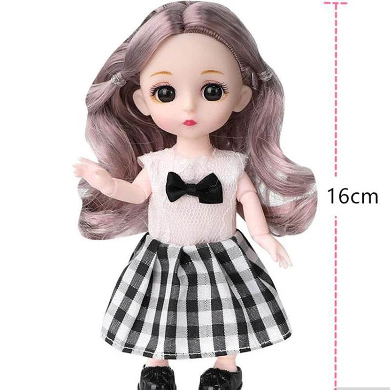 Adorable 16cm Articulated BJD Doll with Enchanting 3D Eyes - 1/12 Scale - ToylandEU