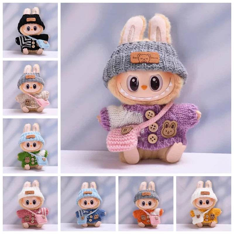 Adorable 17cm Plush Doll Outfit Labubu Set with Hat and Backpack for Kids Birthday Gifts - ToylandEU