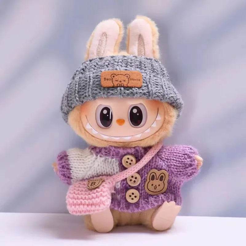 Adorable 17cm Plush Doll Outfit Labubu Set with Hat and Backpack for Kids Birthday Gifts - ToylandEU