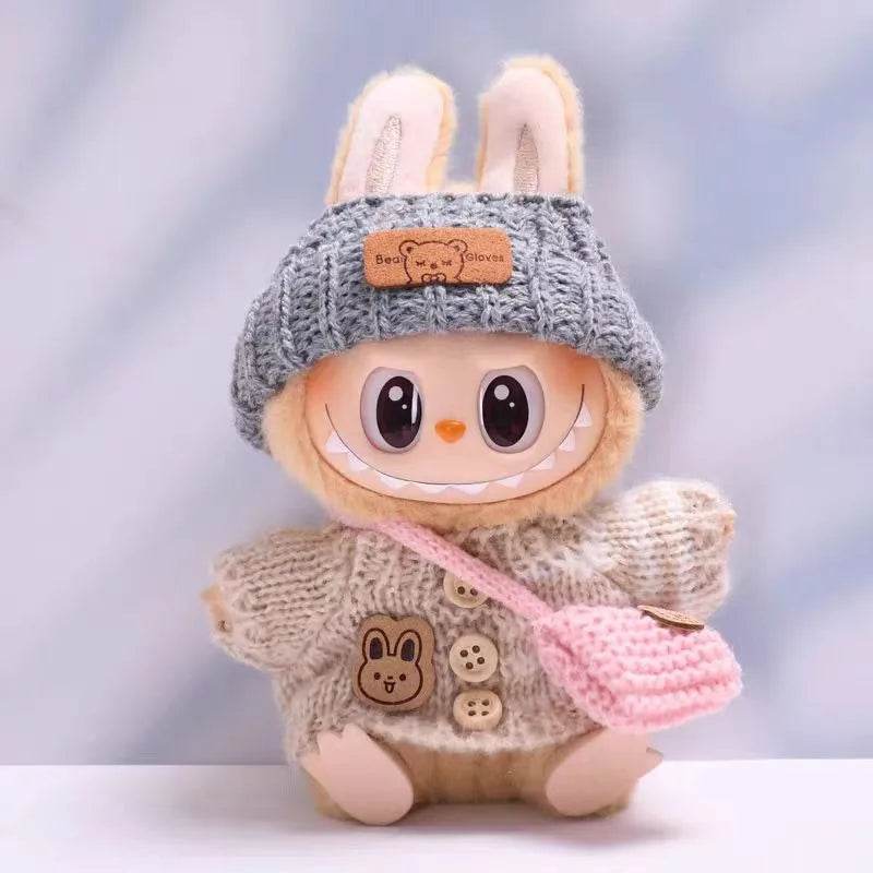 Adorable 17cm Plush Doll Outfit Labubu Set with Hat and Backpack for Kids Birthday Gifts - ToylandEU