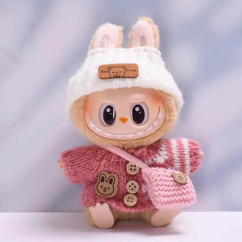 Adorable 17cm Plush Doll Outfit Labubu Set with Hat and Backpack for Kids Birthday Gifts - ToylandEU