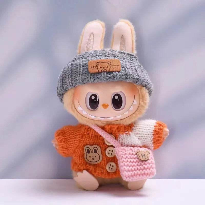 Adorable 17cm Plush Doll Outfit Labubu Set with Hat and Backpack for Kids Birthday Gifts - ToylandEU