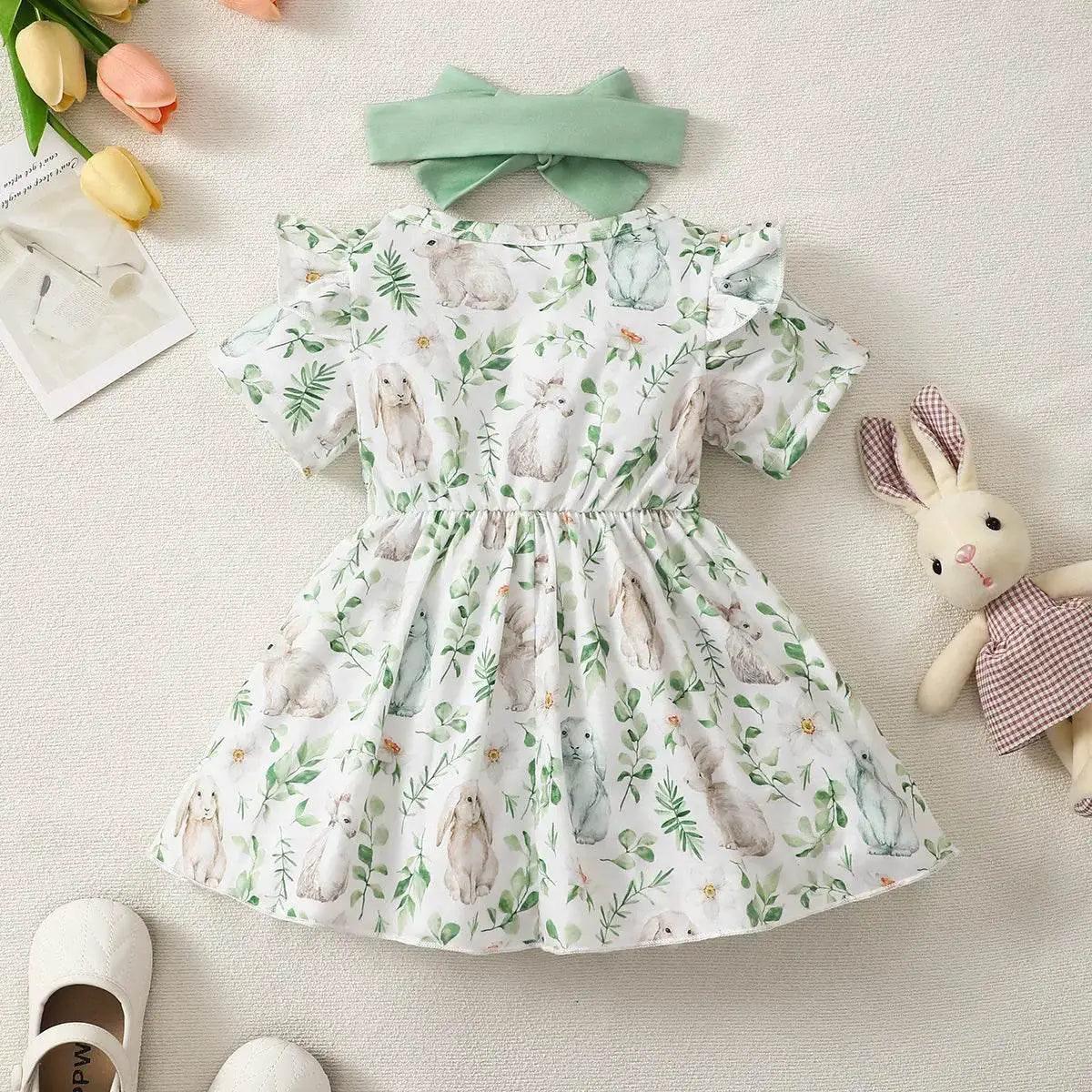  Adorable Baby Girl Dress Bunny Print Bow - Toyland EU -  ToylandEU™