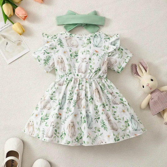  Adorable Baby Girl Dress Bunny Print Bow - Toyland EU -  ToylandEU™