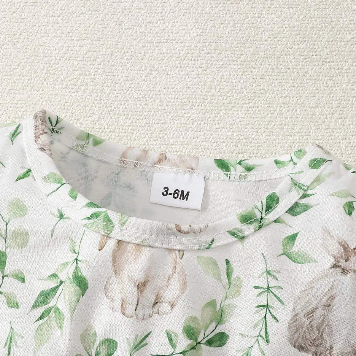 Adorable Baby Girl Dress With Bunny Plant Print Bow For 0 To 2 Year Olds Summer Wear - ToylandEU