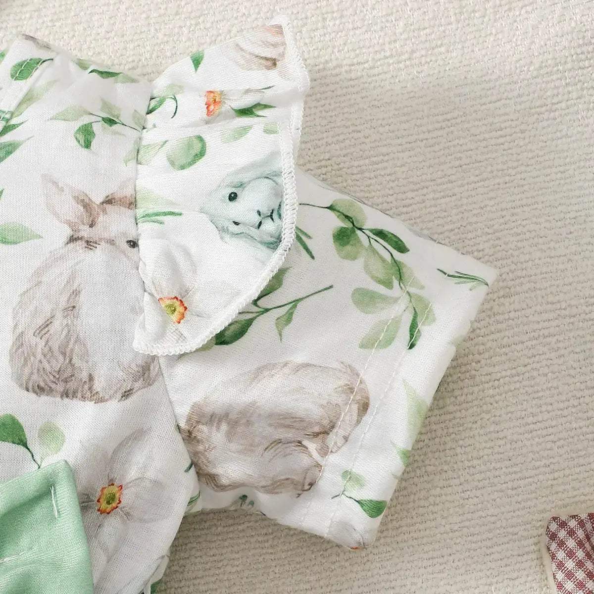 Adorable Baby Girl Dress With Bunny Plant Print Bow For 0 To 2 Year Olds Summer Wear - ToylandEU