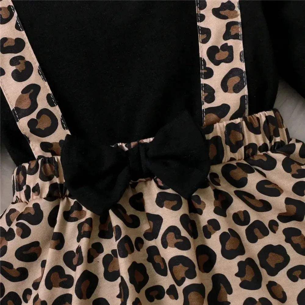 Adorable Baby Romper Dress Leopard Print Bow Long Sleeve For 0 To 18 Months - ToylandEU