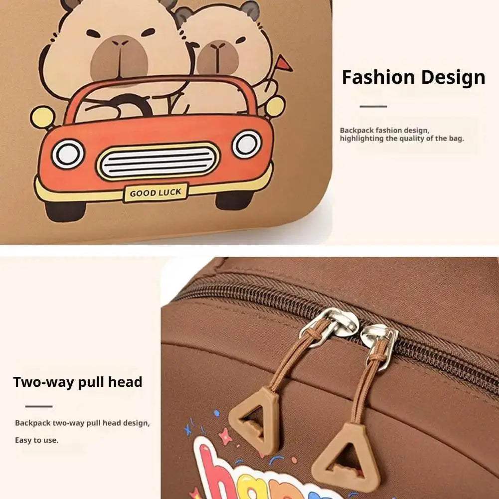 Adorable Backpack Capybara Cartoon Design Lightweight Waterproof For Boys And Girls Ages 7 To 13 - ToylandEU