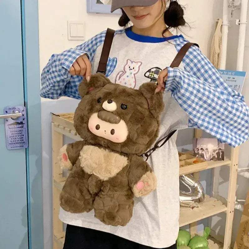 Adorable Bear Plush Backpack Crossbody Bag For Women - ToylandEU