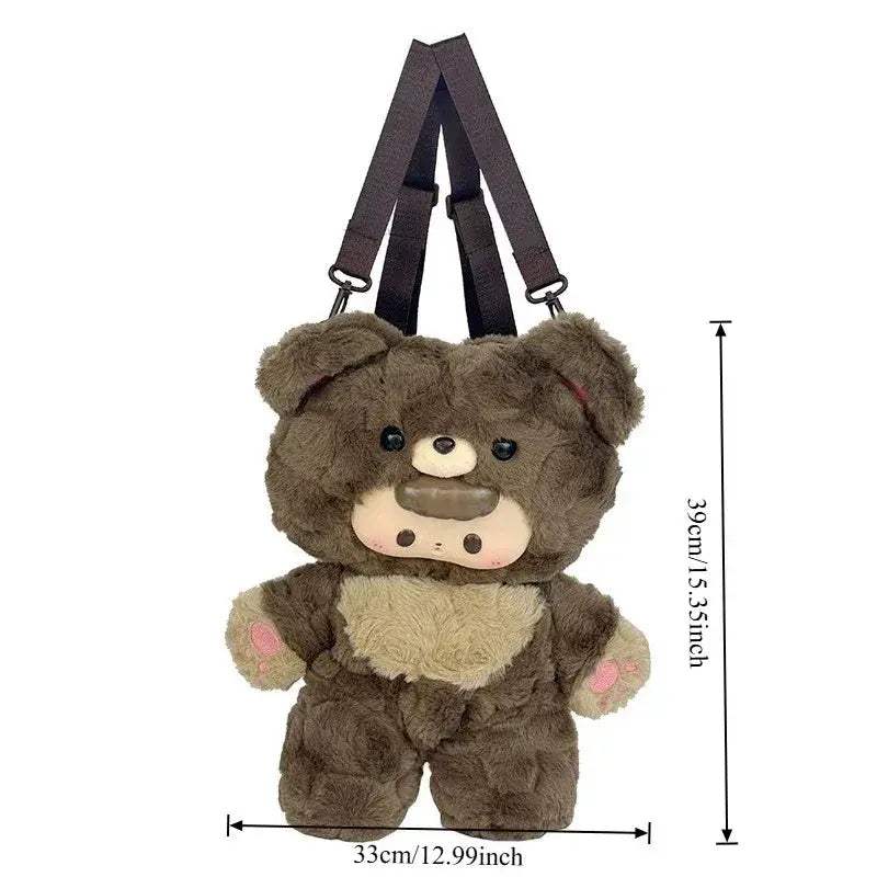 Adorable Bear Plush Backpack Crossbody Bag For Women - ToylandEU
