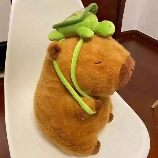 Adorable Capybara Plush Toy with Turtle Backpack - Soft & Cuddly Pillow - ToylandEU