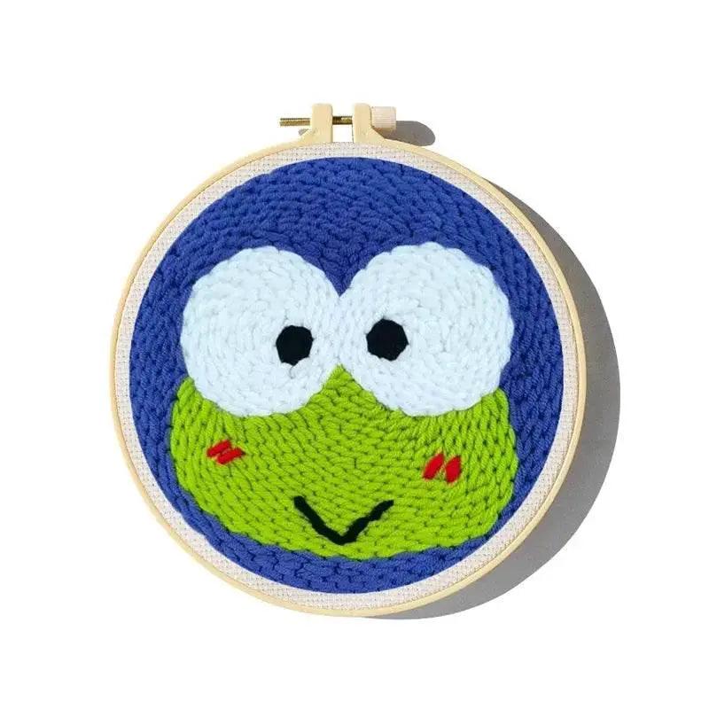  Adorable Cartoon Animal Punch Needle Embroidery Kit for Beginners - Cozy Yarn Craft Set for Home Decoration -  ToylandEU™