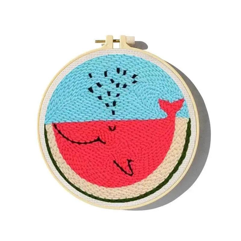  Adorable Cartoon Animal Punch Needle Embroidery Kit for Beginners - Cozy Yarn Craft Set for Home Decoration -  ToylandEU™