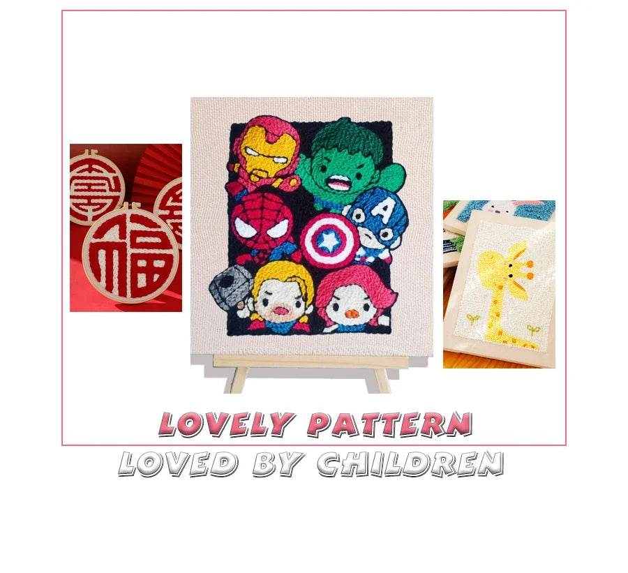 Adorable Cartoon Animal Punch Needle Embroidery Kit for Beginners - Cozy Yarn Craft Set for Home Decoration - ToylandEU