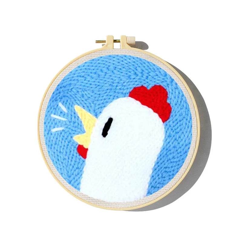 Adorable Cartoon Animal Punch Needle Embroidery Kit for Beginners - Cozy Yarn Craft Set for Home Decoration - ToylandEU