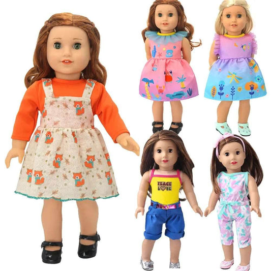 Adorable Cartoon-Themed Gauze Doll Dress for 45cm American Toy Dolls - ToylandEU