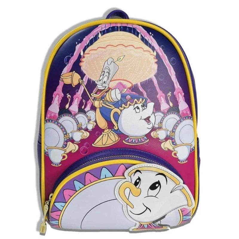 Adorable Cosplay Mini Backpack Purse Featuring Cogsworth Lumiere Chip From Beauty And The Beast For Fans And Collectors - ToylandEU
